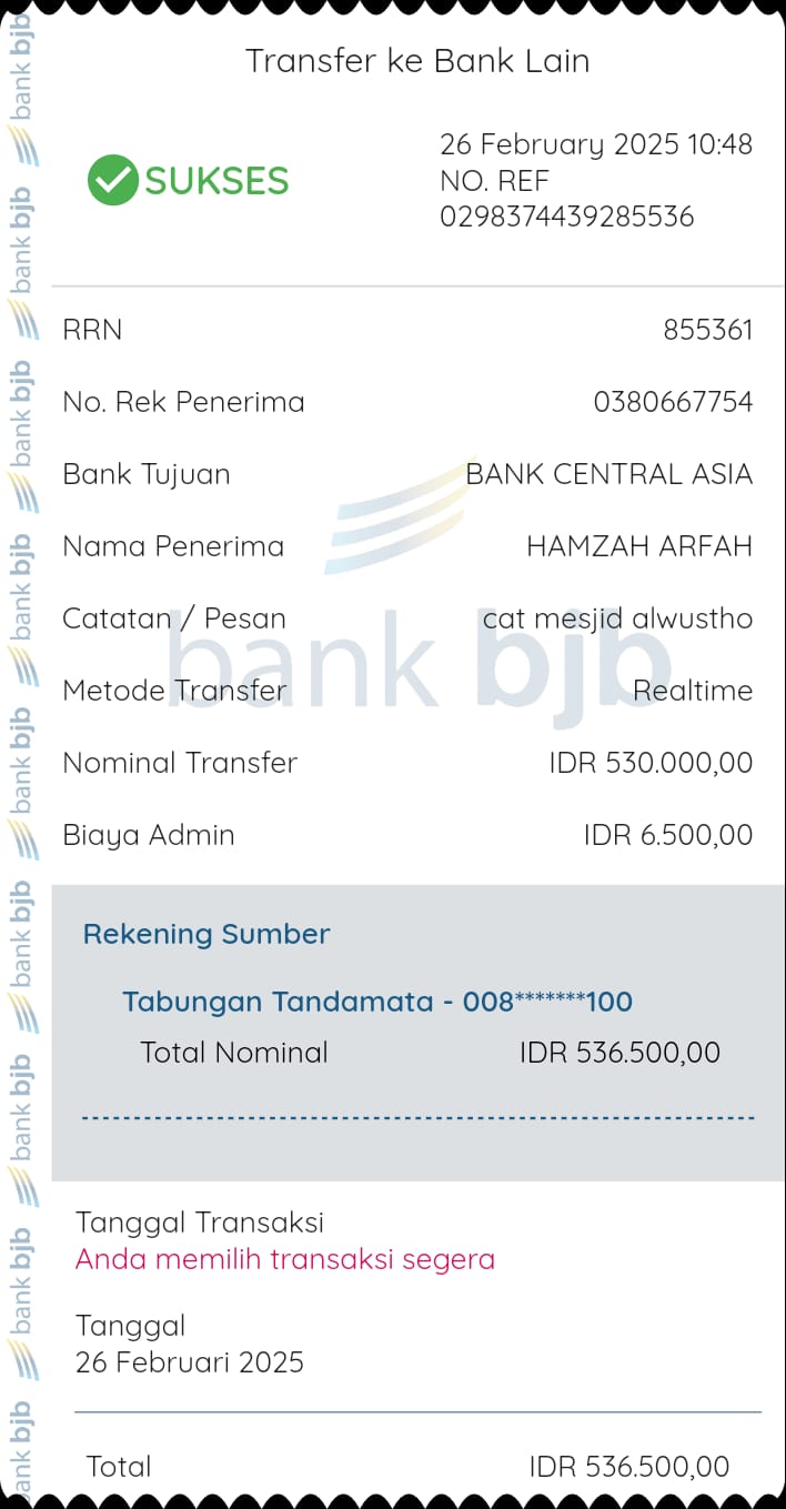 Infaq H. Eeng & Hj. Fitri untuk Pengecatan Masjid 26/2/2025