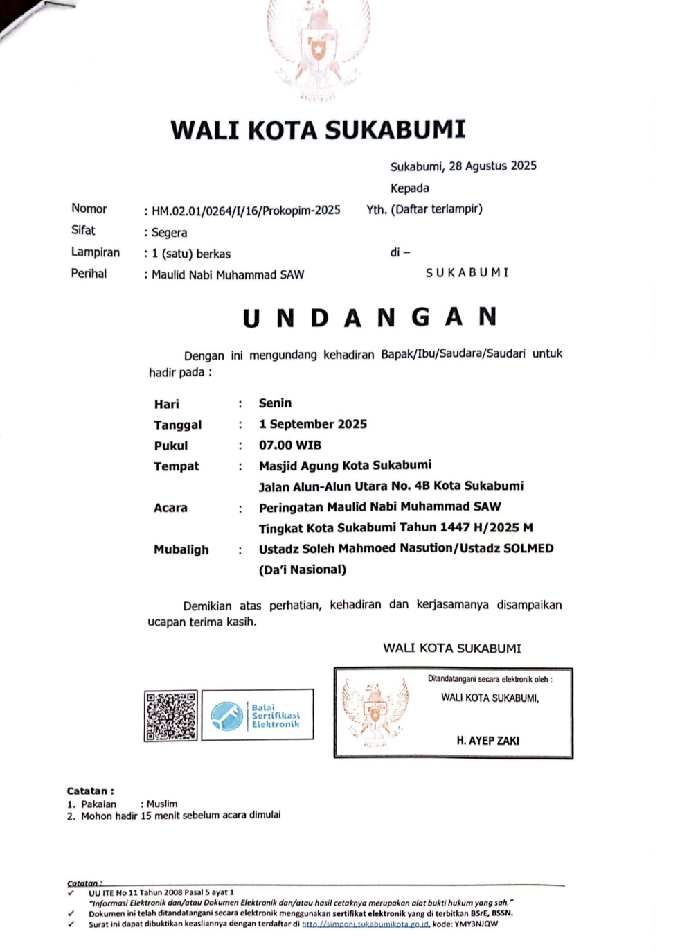 Undangan Maulid Nabi, Tingkat Kota Sukabumi